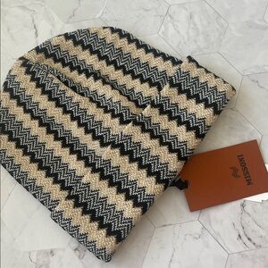 $265 Authentic MISSONI New Authentic Beige Black Beanie  Hat Zig Zag Sale